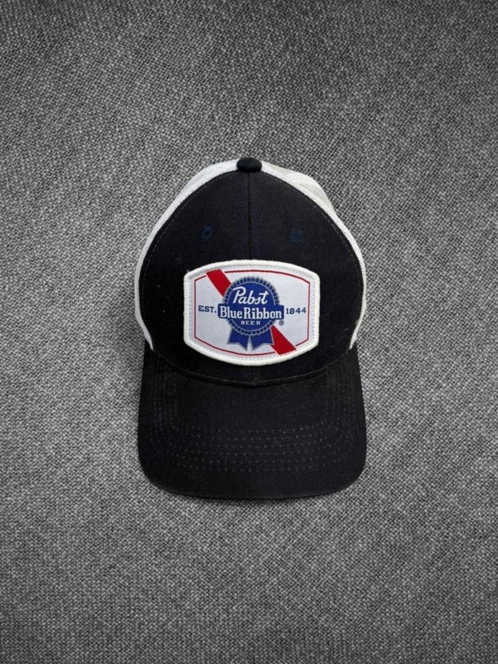 Pabst Blue Ribbon Black And White Trucker Hat